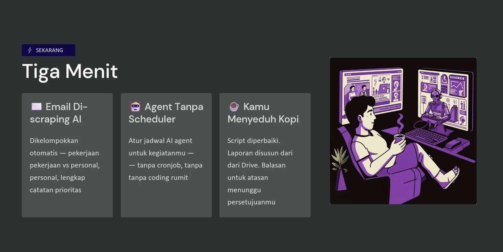 Tiga Menit: AI dalam pekerjaan harian
